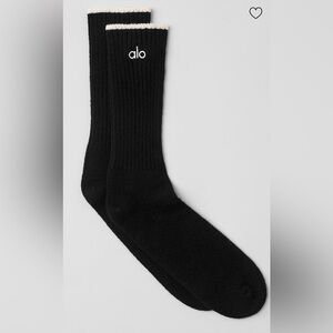 Alo Unisex Wool Cashmere Light Frosted Sock Unisex Medium Black Ivory